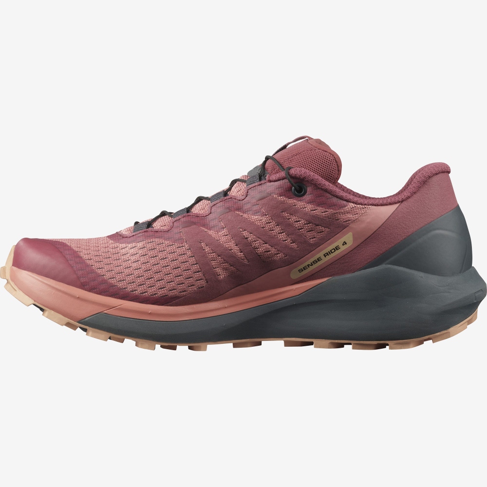 Women's Salomon SENSE RIDE 4 Trail Running Shoes Dark Red/Navy | EXKD-40597