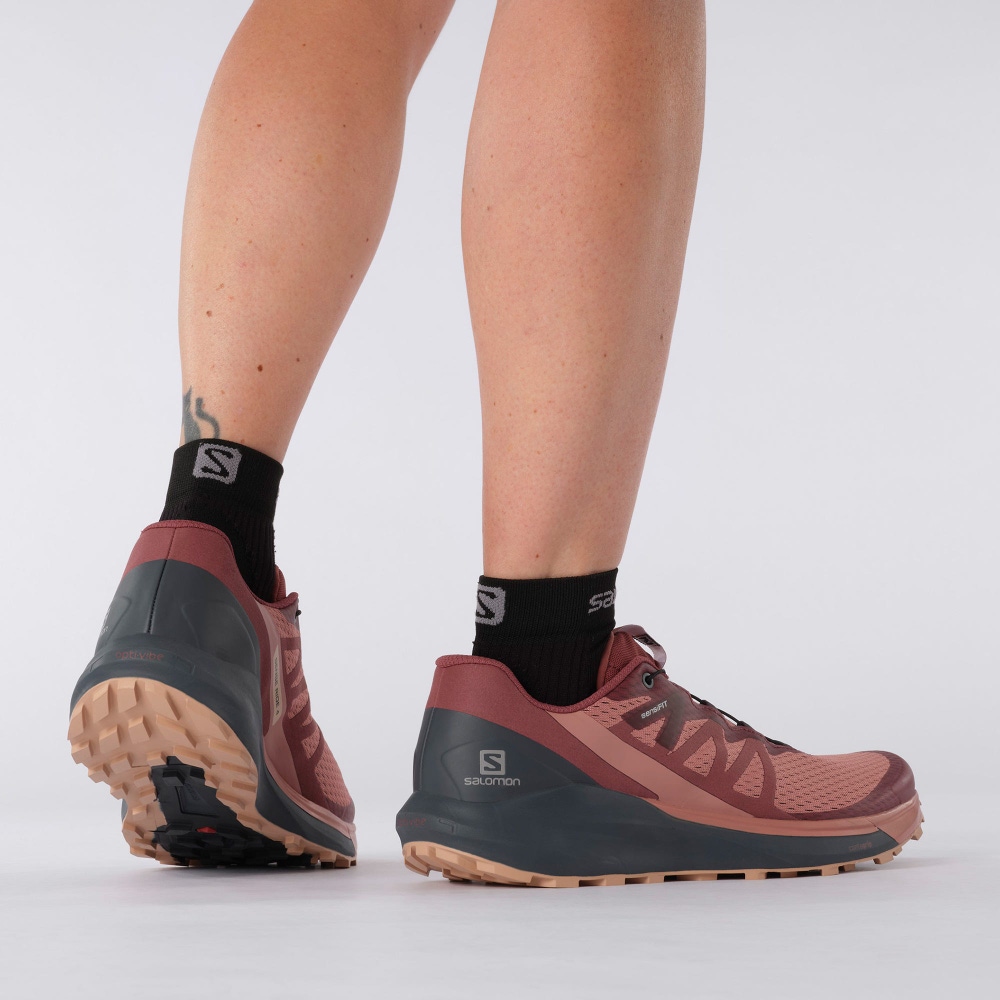 Women's Salomon SENSE RIDE 4 Trail Running Shoes Dark Red/Navy | EXKD-40597