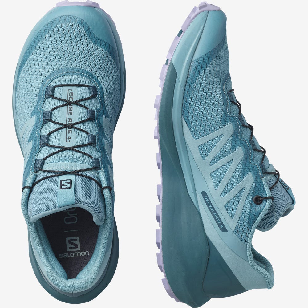 Women's Salomon SENSE RIDE 4 Trail Running Shoes Blue/Lavender | LJOB-85261