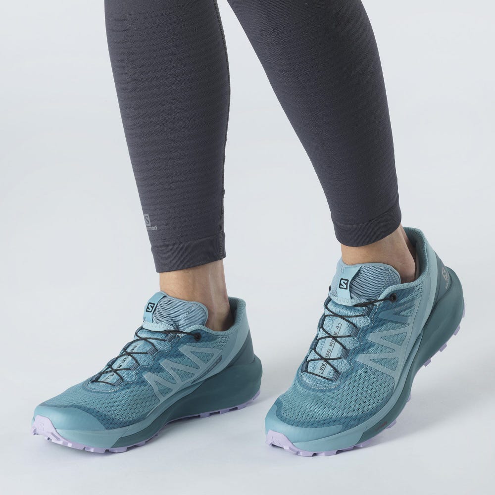 Women's Salomon SENSE RIDE 4 Trail Running Shoes Blue/Lavender | LJOB-85261