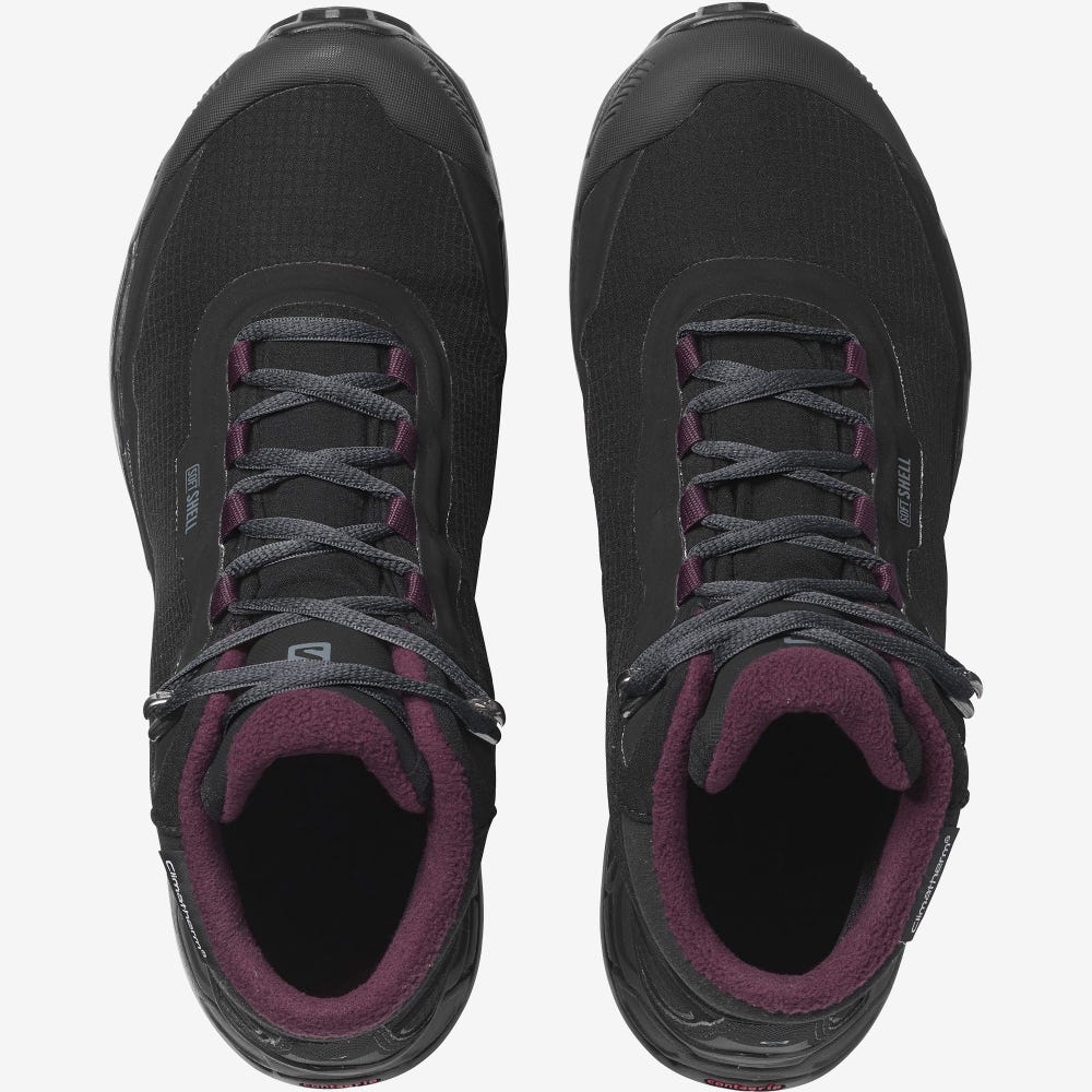 Women's Salomon SHELTER CLIMASALOMON™ WATERPROOF Winter Boots Black | MCVS-91836