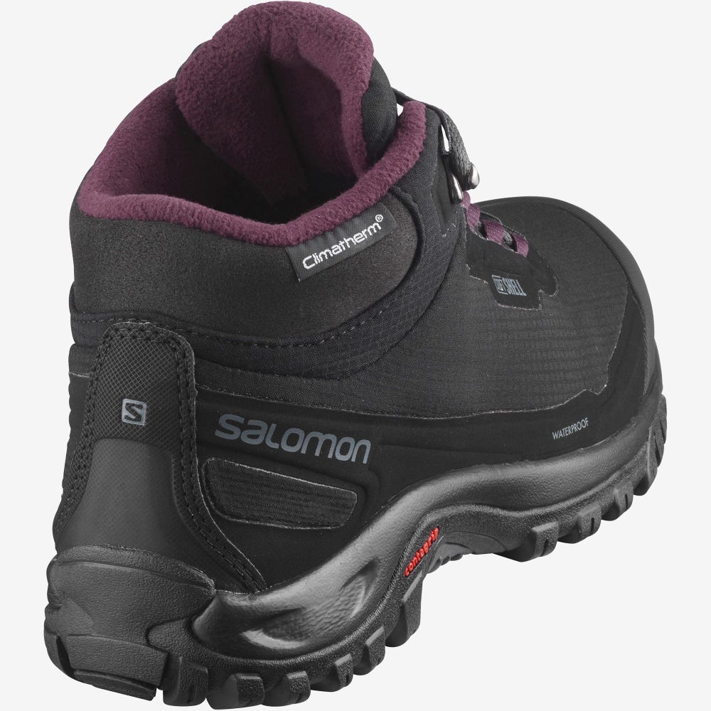 Women's Salomon SHELTER CLIMASALOMON™ WATERPROOF Winter Boots Black | MCVS-91836