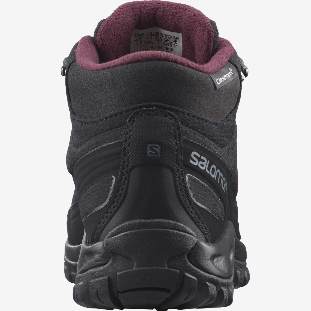 Women's Salomon SHELTER CLIMASALOMON™ WATERPROOF Winter Boots Black | MCVS-91836