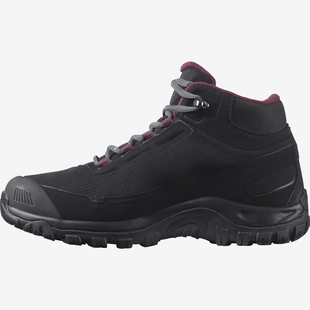 Women's Salomon SHELTER CLIMASALOMON™ WATERPROOF Winter Boots Black | MCVS-91836