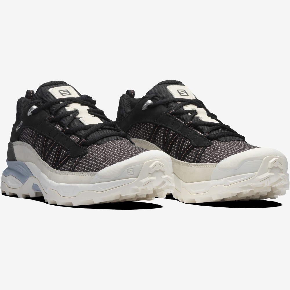 Women's Salomon SHELTER LOW LEATHER Sneakers Chocolate Purple/Light Yellow/Blue | RCXJ-87621