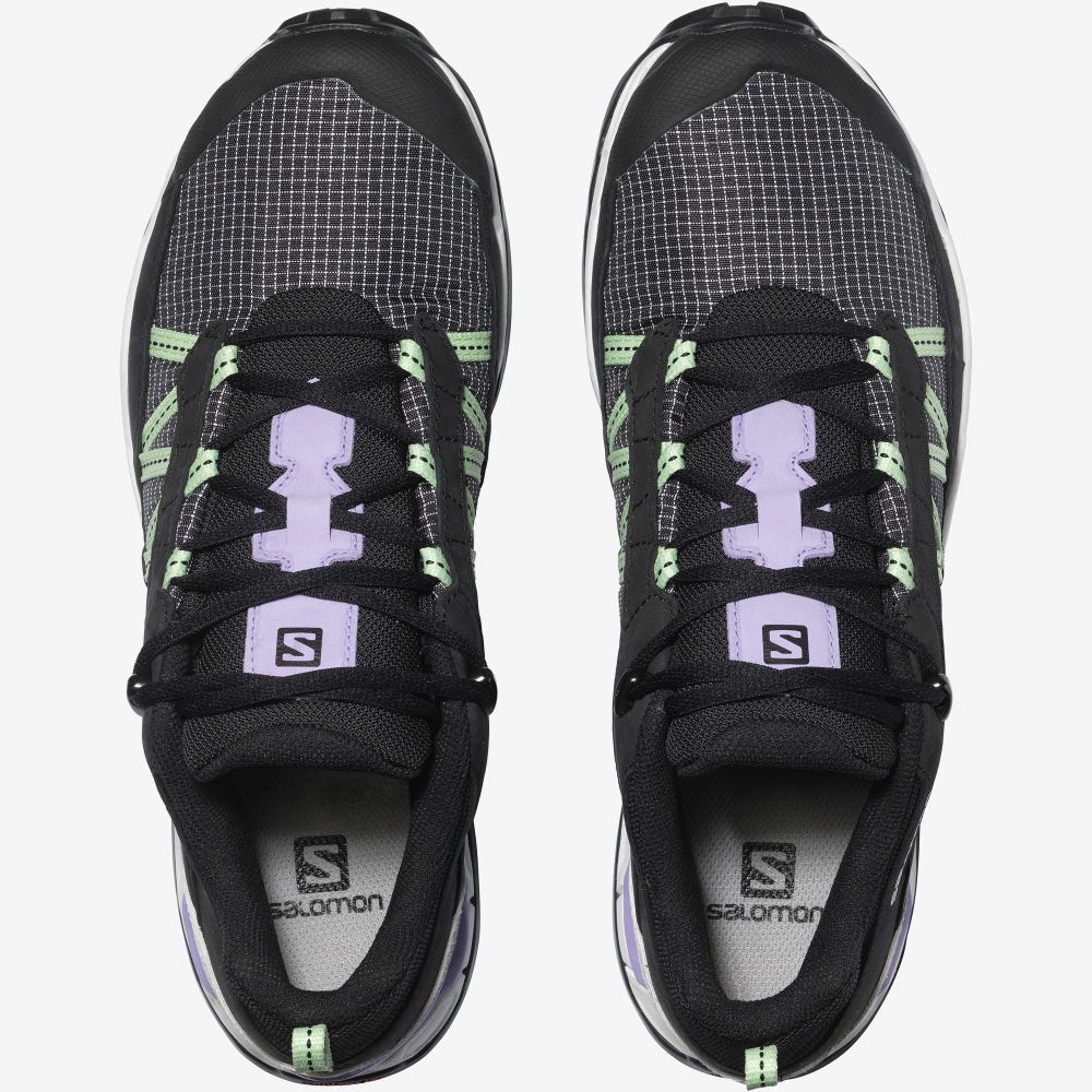 Women's Salomon SHELTER LOW LEATHER Sneakers Black/White/Green | SWNA-62418