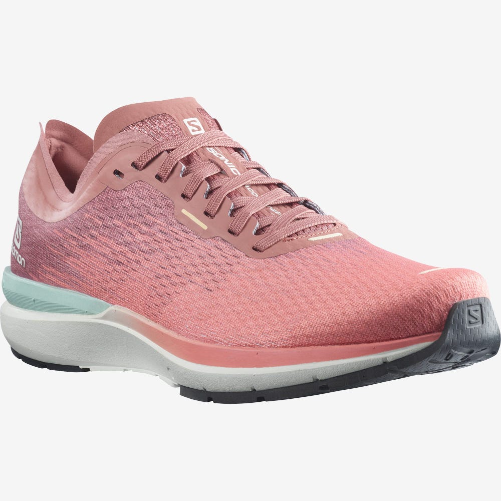 Women's Salomon SONIC 4 Accelerate Running Shoes White/Dark Red | PBJN-38960