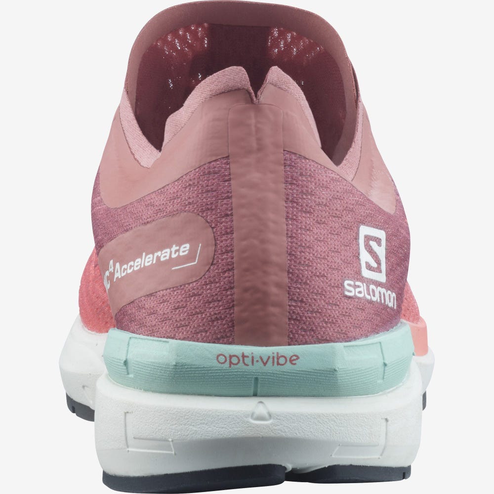 Women's Salomon SONIC 4 Accelerate Running Shoes White/Dark Red | PBJN-38960