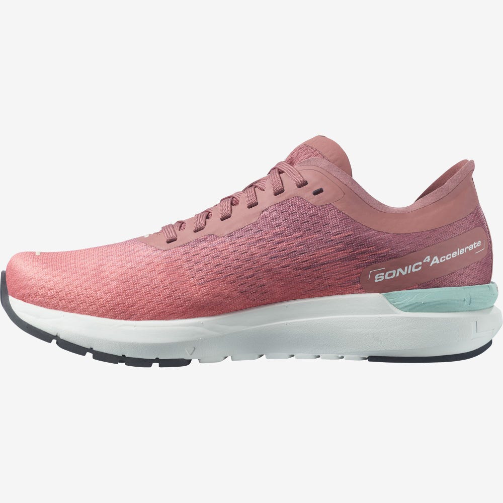 Women's Salomon SONIC 4 Accelerate Running Shoes White/Dark Red | PBJN-38960