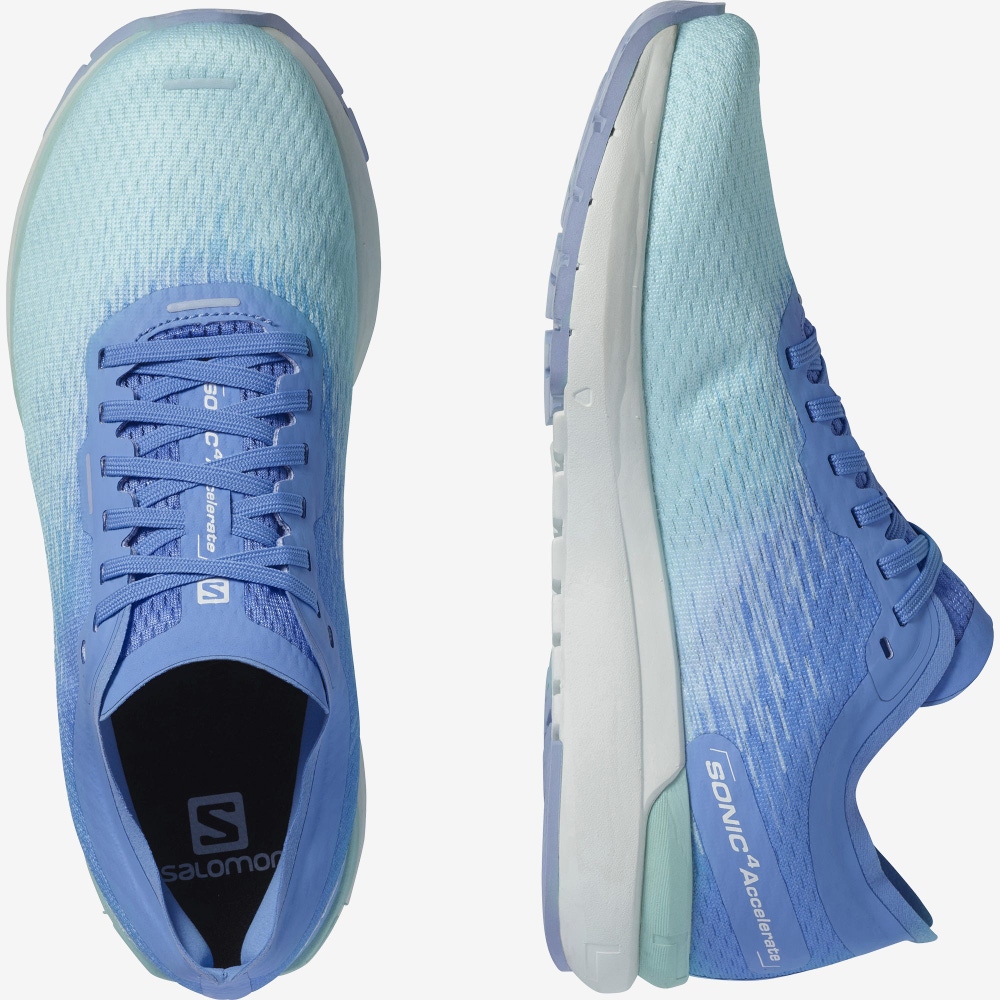 Women's Salomon SONIC 4 Accelerate Running Shoes Turquoise/White/Blue | PXQI-62903
