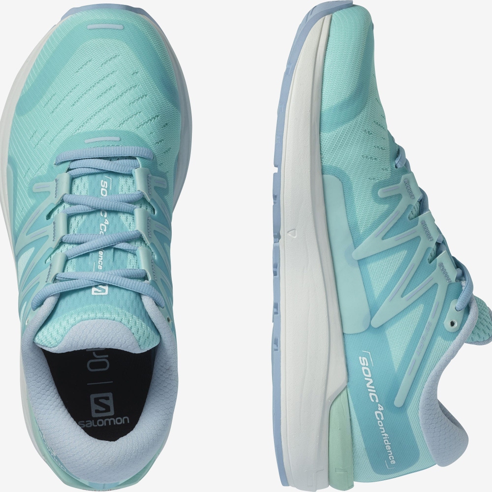 Women's Salomon SONIC 4 Confidence Running Shoes Turquoise/White/Blue | LDXE-29468