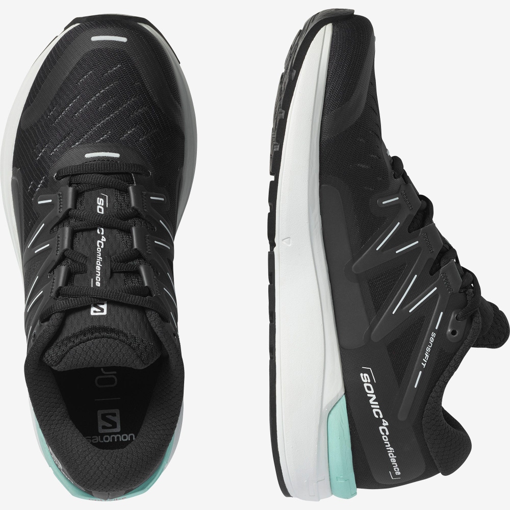 Women's Salomon SONIC 4 Confidence Running Shoes Black/White | YGKS-41520