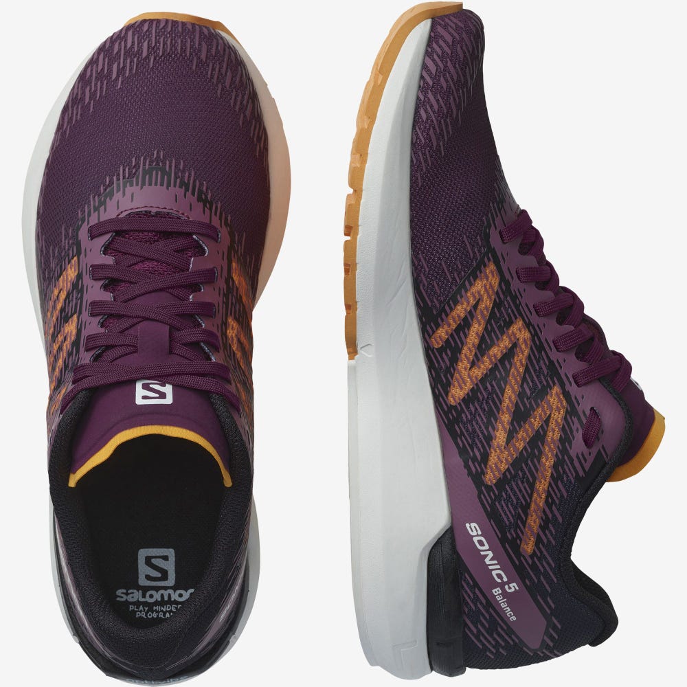 Women's Salomon SONIC 5 BALANCE Running Shoes Purple/Black/Orange | TYXJ-51097