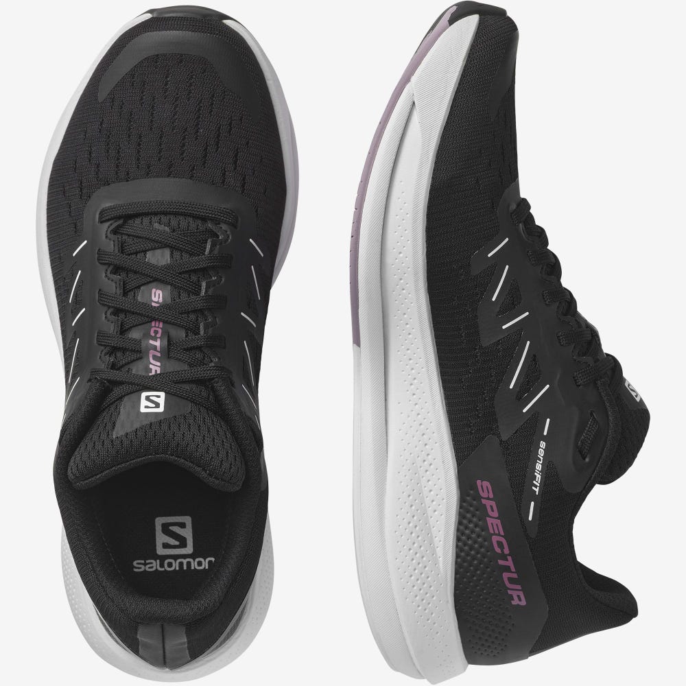 Women's Salomon SPECTUR Running Shoes Black/White | QIRS-16549