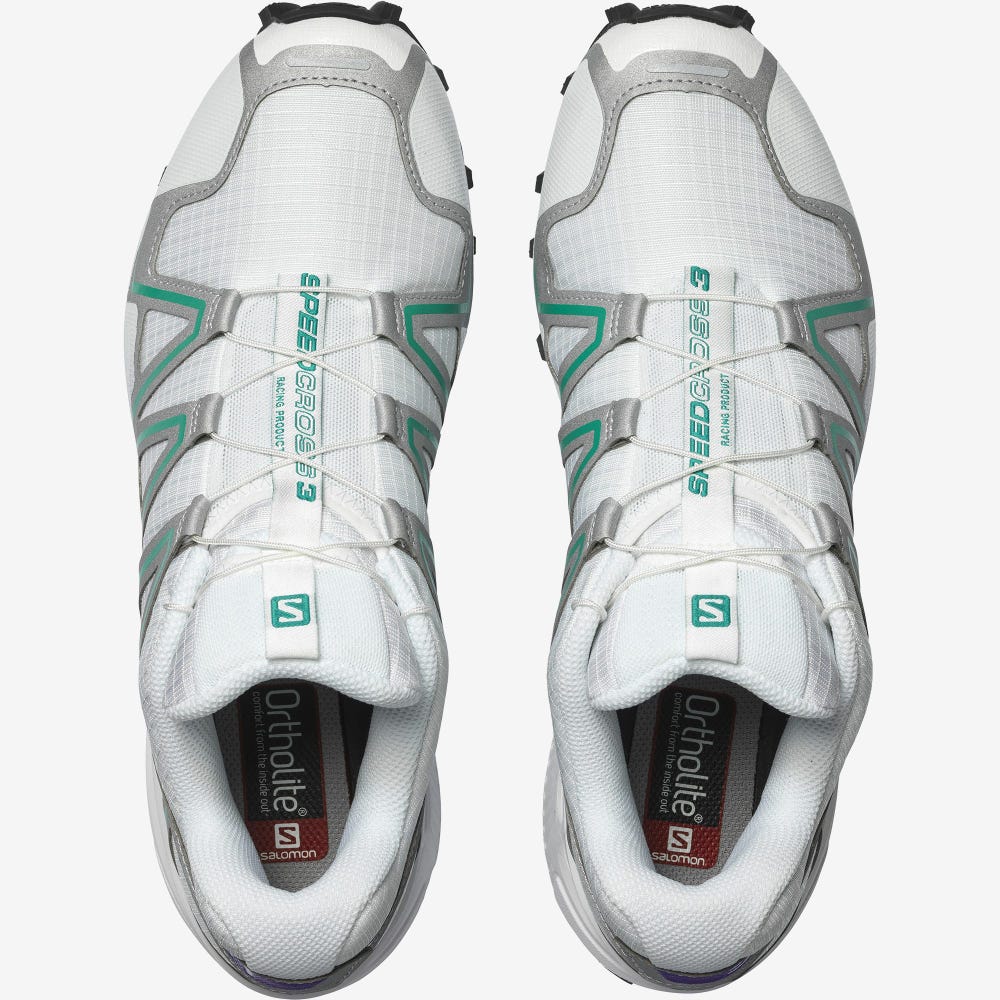 Women's Salomon SPEEDCROSS 3 Sneakers White/Silver Metal | TPLG-36847