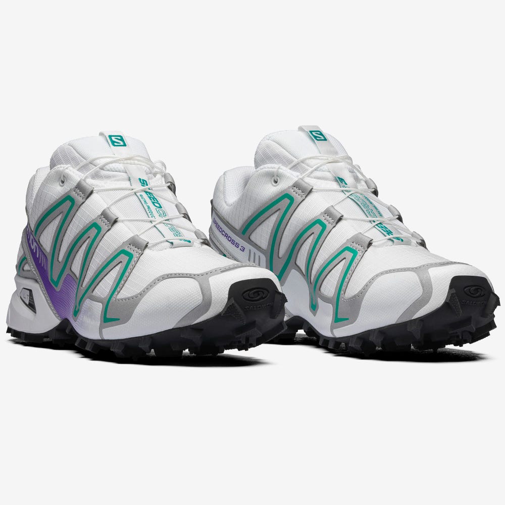 Women's Salomon SPEEDCROSS 3 Sneakers White/Silver Metal | TPLG-36847