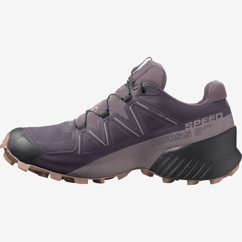 Women's Salomon SPEEDCROSS 5 GORE-TEX Trail Running Shoes Purple | RMVX-78419