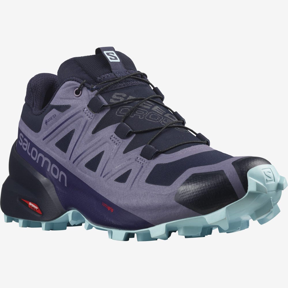 Women's Salomon SPEEDCROSS 5 GORE-TEX Trail Running Shoes Navy/Blue | RUBS-83576