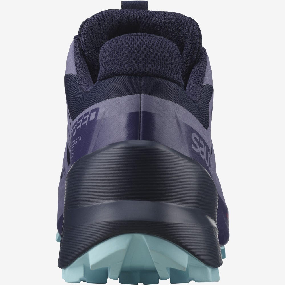 Women's Salomon SPEEDCROSS 5 GORE-TEX Trail Running Shoes Navy/Blue | RUBS-83576