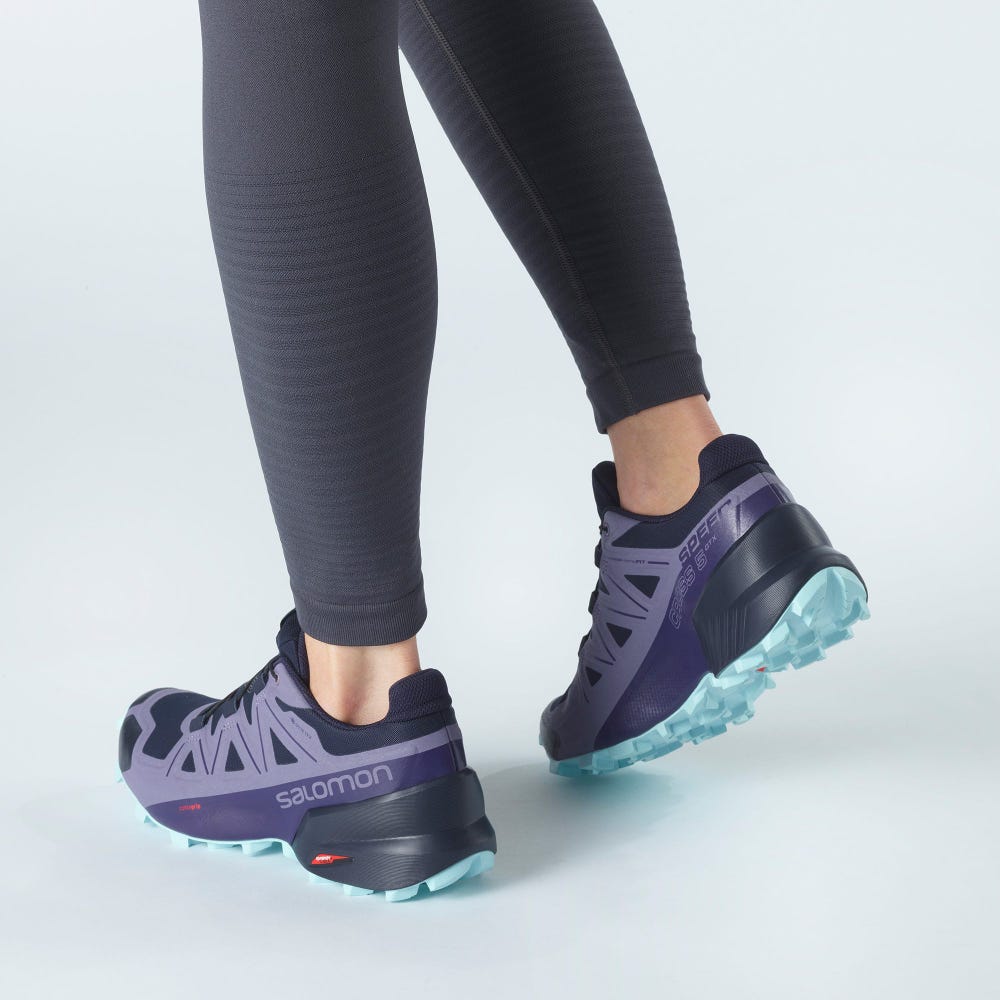 Women's Salomon SPEEDCROSS 5 GORE-TEX Trail Running Shoes Navy/Blue | RUBS-83576