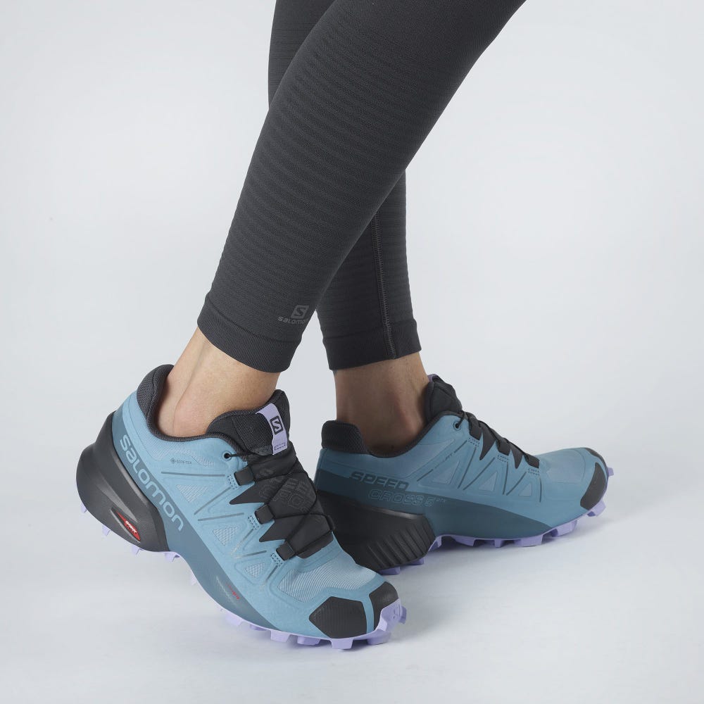 Women's Salomon SPEEDCROSS 5 GORE-TEX Trail Running Shoes Blue/Lavender | RZLP-79125