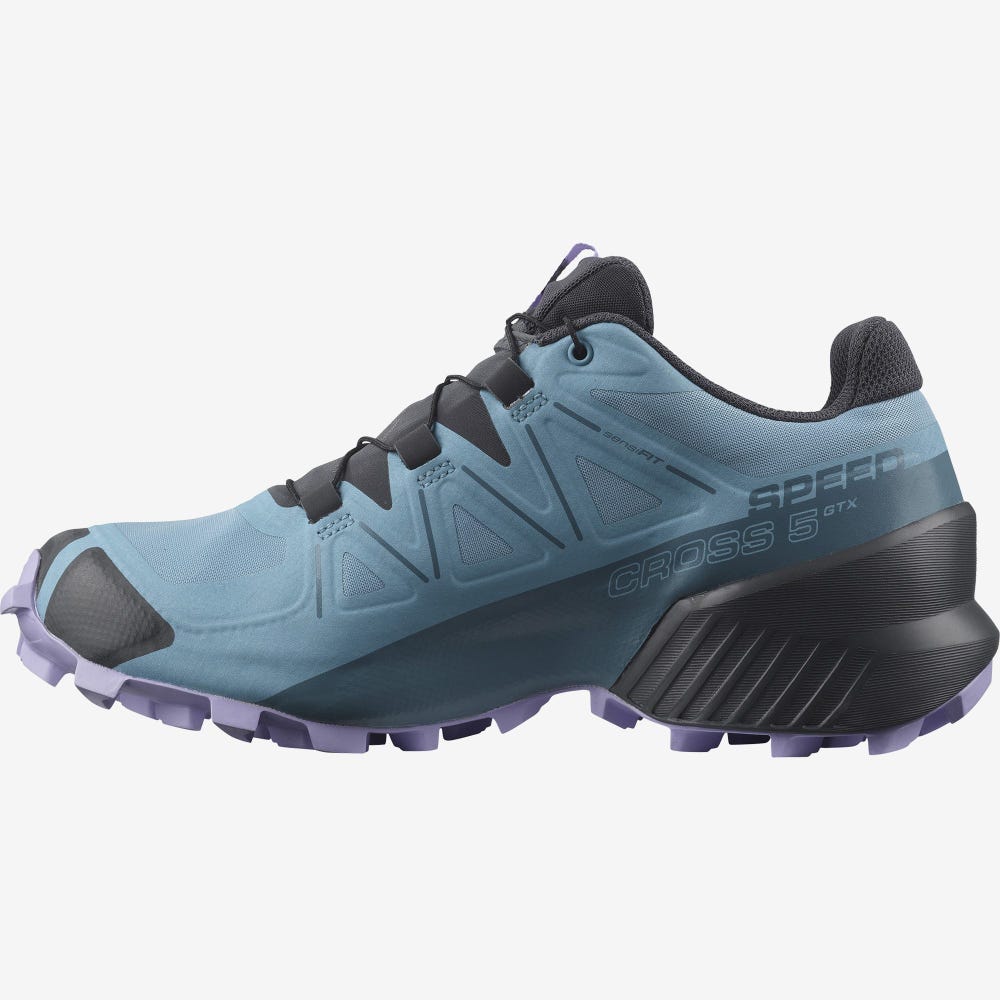 Women's Salomon SPEEDCROSS 5 GORE-TEX Trail Running Shoes Blue/Lavender | RZLP-79125