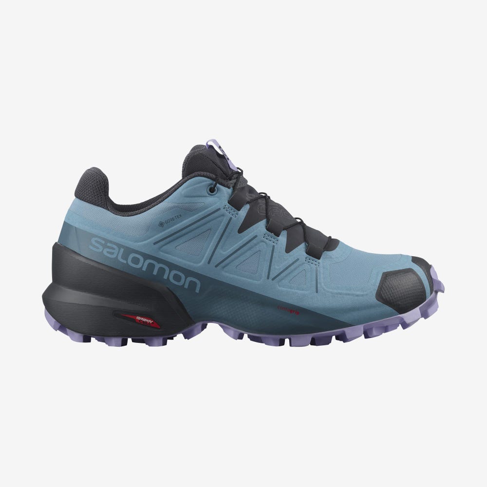 Women\'s Salomon SPEEDCROSS 5 GORE-TEX Trail Running Shoes Blue/Lavender | RZLP-79125