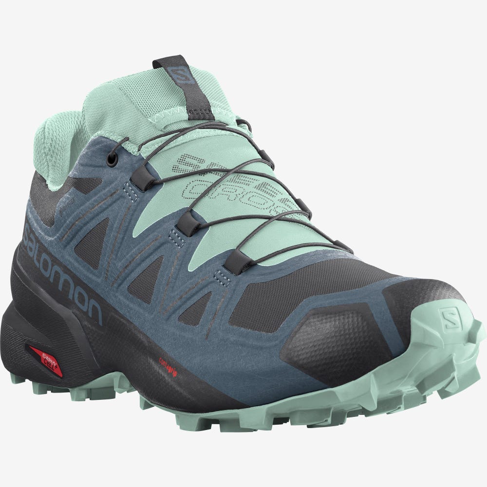 Women's Salomon SPEEDCROSS 5 GORE-TEX Trail Running Shoes Black/Blue | SBCE-01795