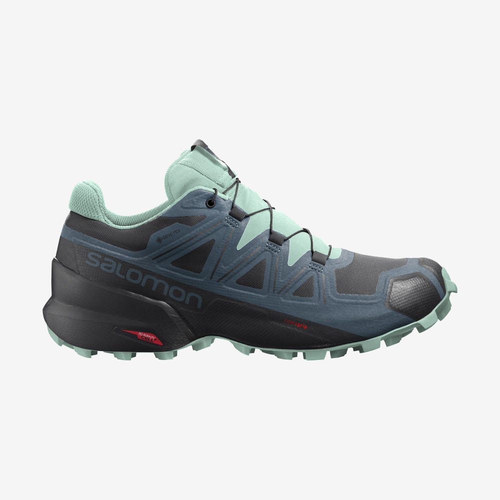 Women\'s Salomon SPEEDCROSS 5 GORE-TEX Trail Running Shoes Black/Blue | SBCE-01795