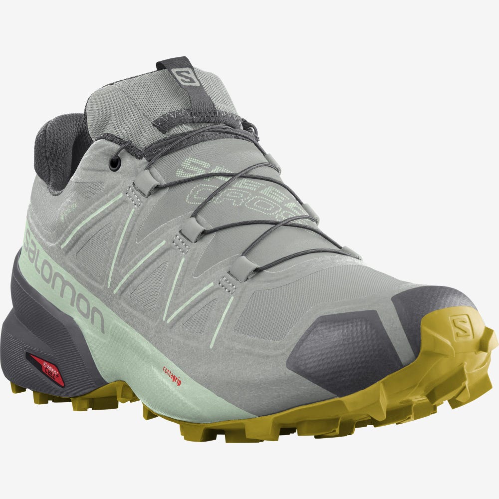 Women's Salomon SPEEDCROSS 5 GORE-TEX Trail Running Shoes Green | VLWG-67043