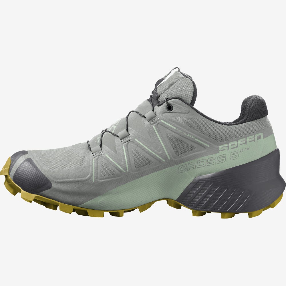 Women's Salomon SPEEDCROSS 5 GORE-TEX Trail Running Shoes Green | VLWG-67043