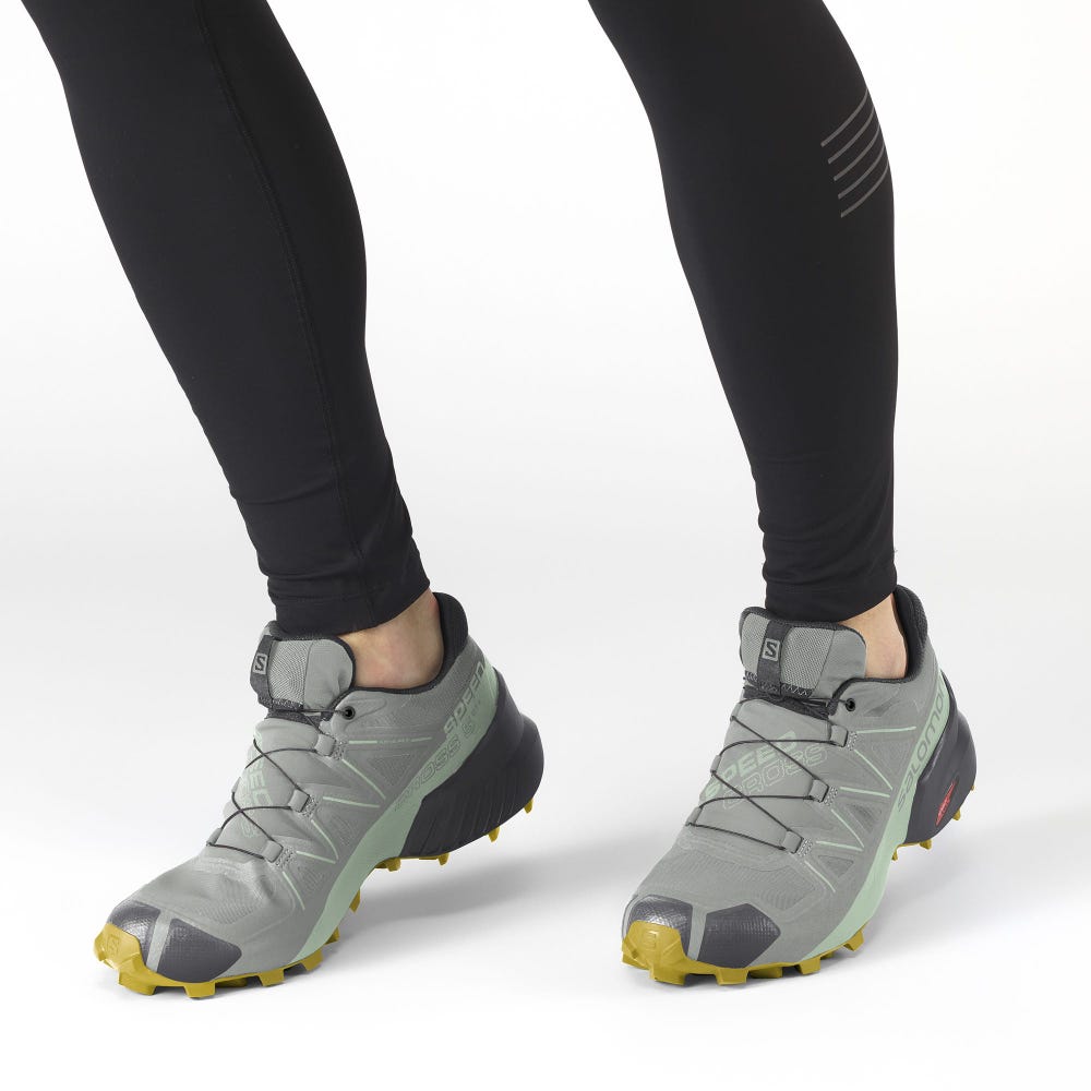 Women's Salomon SPEEDCROSS 5 GORE-TEX Trail Running Shoes Green | VLWG-67043