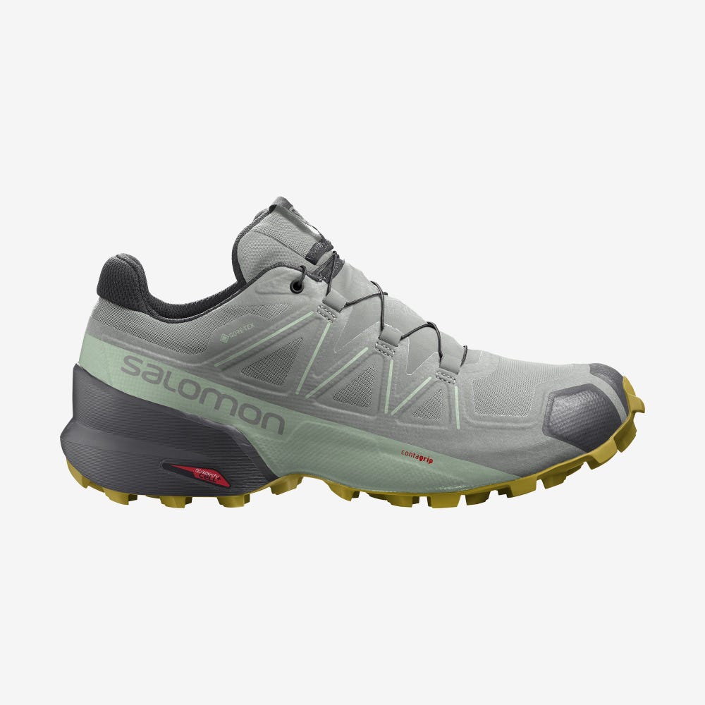 Women\'s Salomon SPEEDCROSS 5 GORE-TEX Trail Running Shoes Green | VLWG-67043