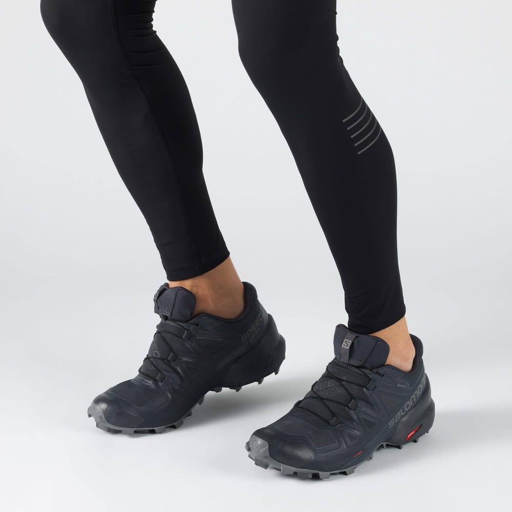 Women's Salomon SPEEDCROSS 5 GTX NOCTURNE Trail Running Shoes Grey/Black | LIRJ-86903
