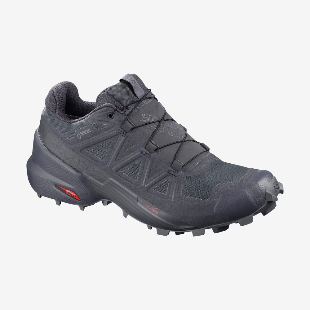 Women\'s Salomon SPEEDCROSS 5 GTX NOCTURNE Trail Running Shoes Grey/Black | LIRJ-86903