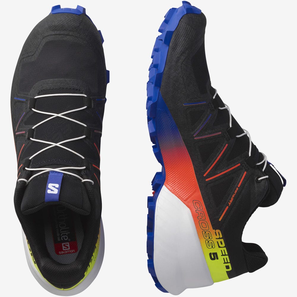 Women's Salomon SPEEDCROSS 5 RACING PACK Trail Running Shoes Black/Yellow | ZOSL-14358