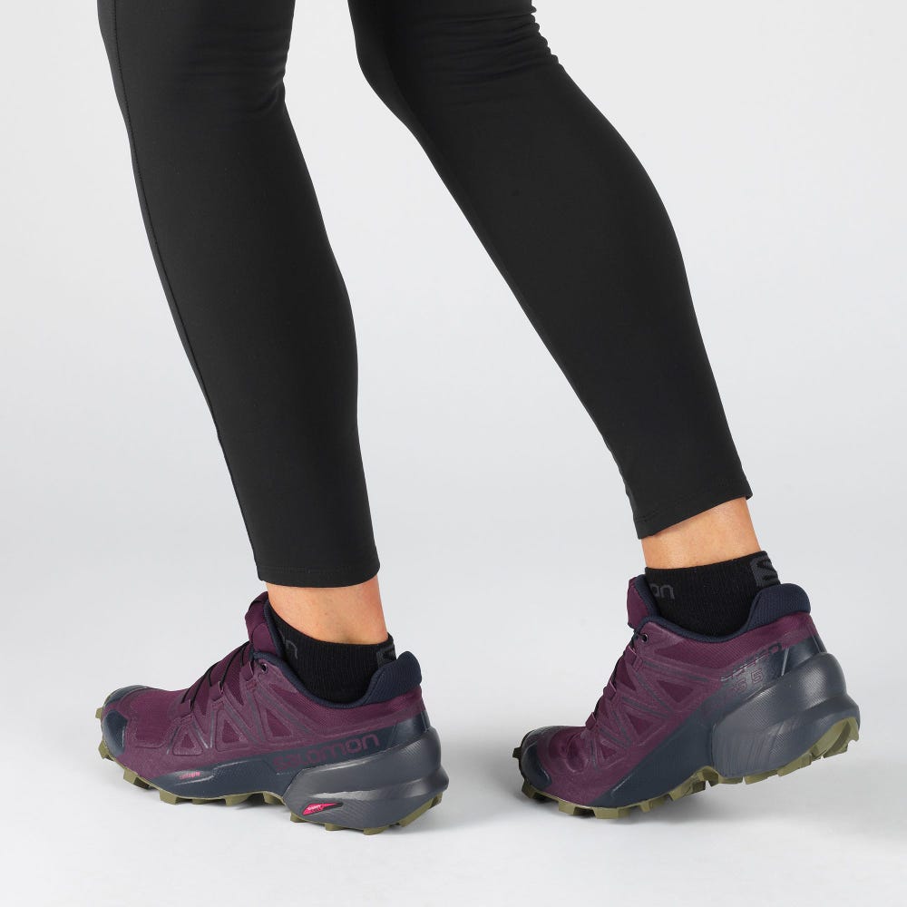 Women's Salomon SPEEDCROSS 5 Trail Running Shoes Purple/Olive | EBIQ-04321