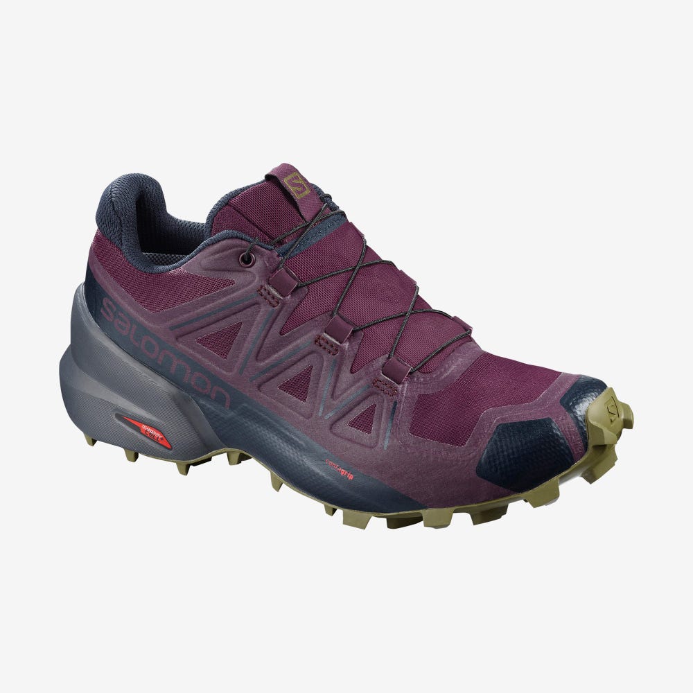 Women\'s Salomon SPEEDCROSS 5 Trail Running Shoes Purple/Olive | EBIQ-04321