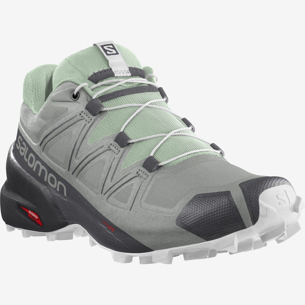 Women's Salomon SPEEDCROSS 5 Trail Running Shoes Green/White | OYHT-05794