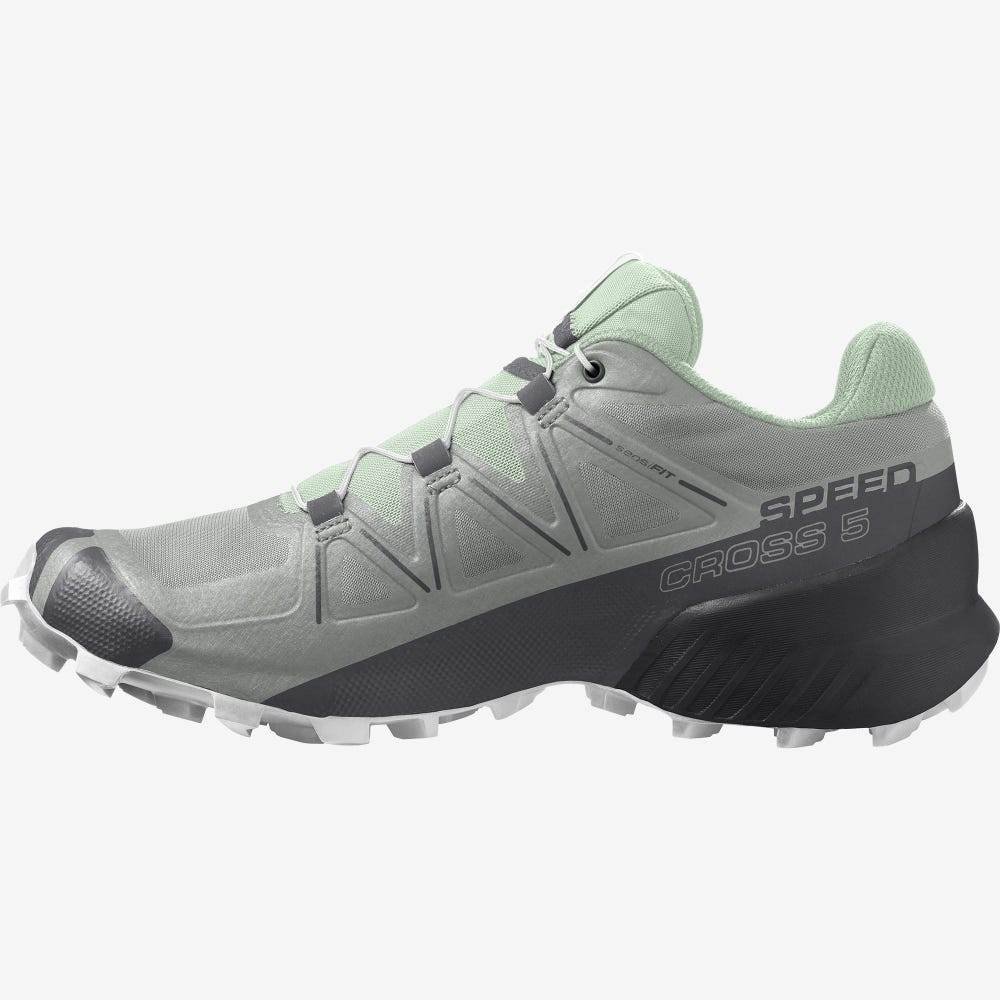 Women's Salomon SPEEDCROSS 5 Trail Running Shoes Green/White | OYHT-05794