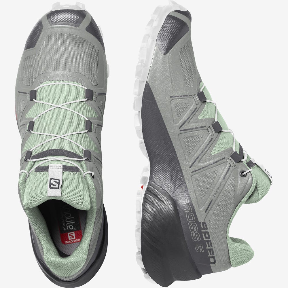 Women's Salomon SPEEDCROSS 5 Trail Running Shoes Green/White | OYHT-05794