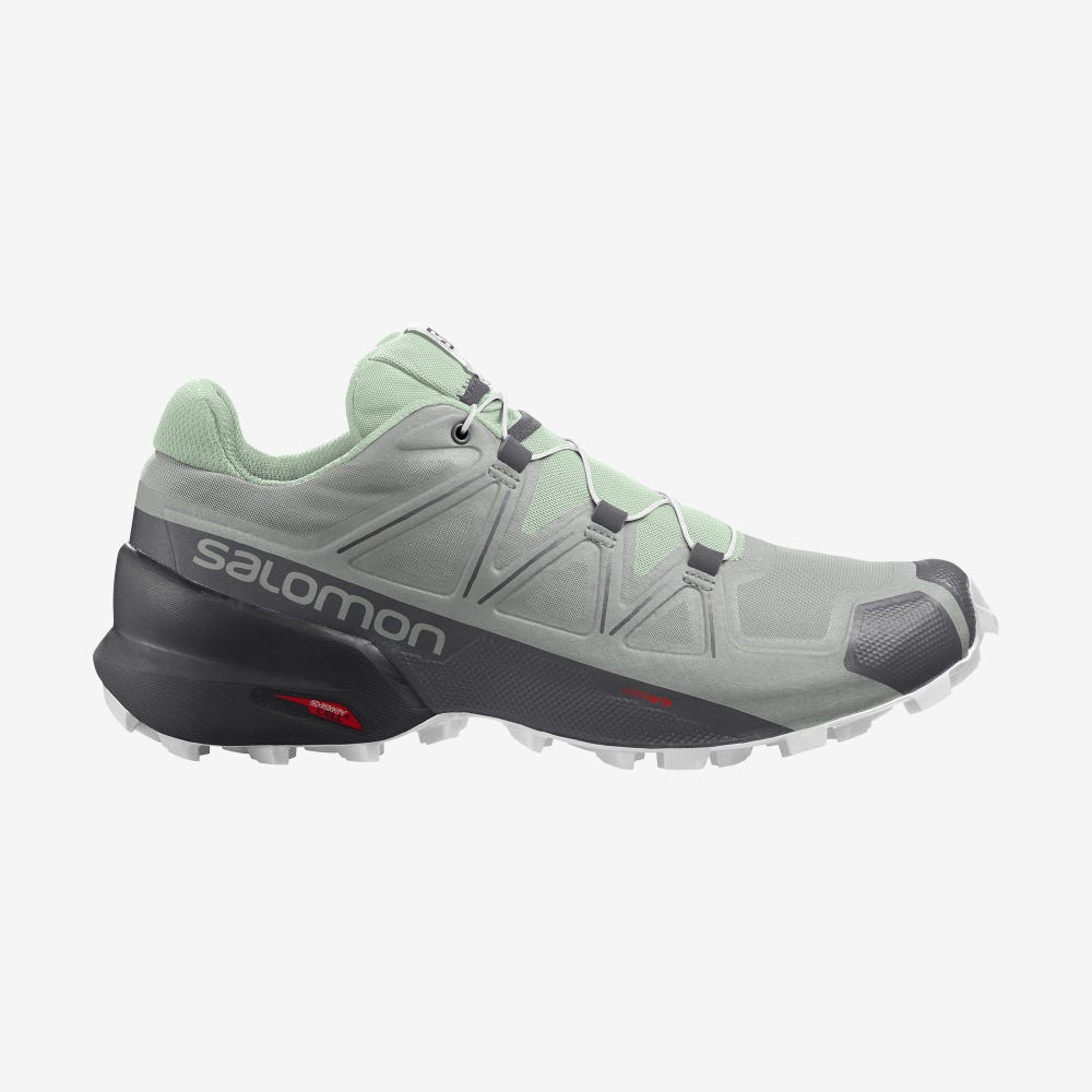 Women\'s Salomon SPEEDCROSS 5 Trail Running Shoes Green/White | OYHT-05794