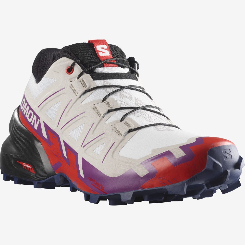 Women's Salomon SPEEDCROSS 6 Trail Running Shoes White/Red | JSNX-65397