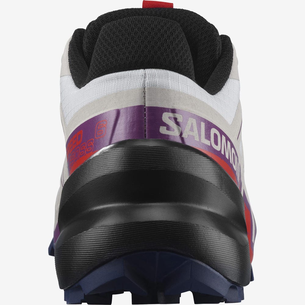 Women's Salomon SPEEDCROSS 6 Trail Running Shoes White/Red | JSNX-65397