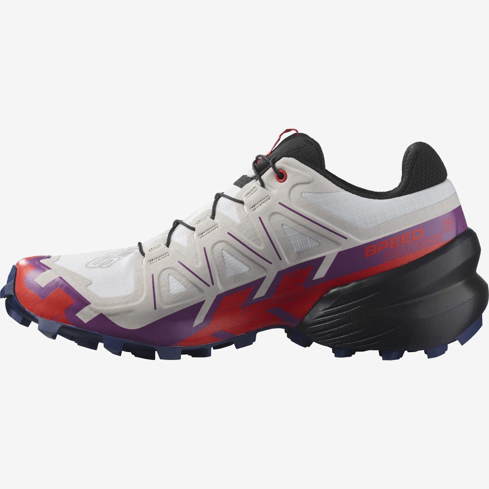 Women's Salomon SPEEDCROSS 6 Trail Running Shoes White/Red | JSNX-65397