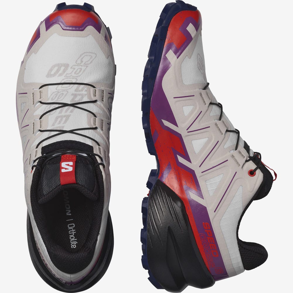 Women's Salomon SPEEDCROSS 6 Trail Running Shoes White/Red | JSNX-65397