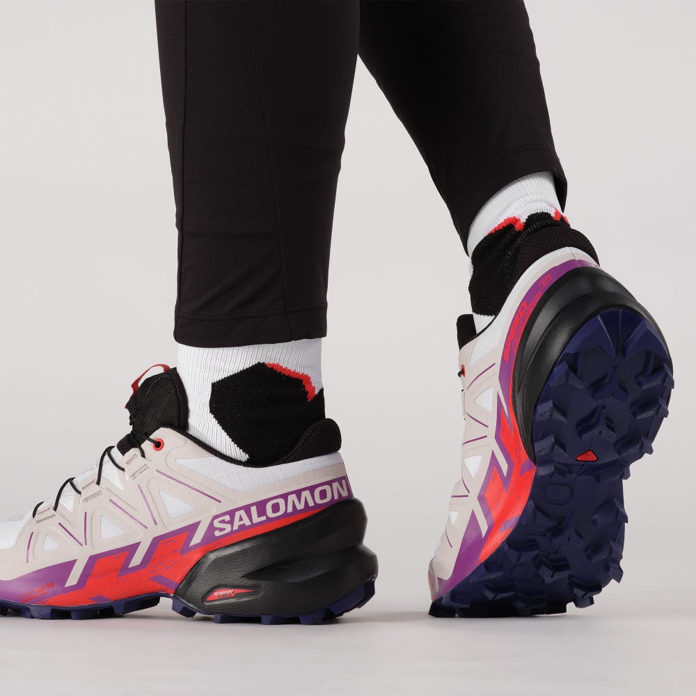 Women's Salomon SPEEDCROSS 6 Trail Running Shoes White/Red | JSNX-65397