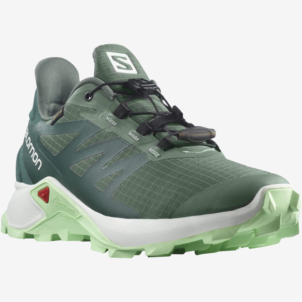 Women's Salomon SUPERCROSS 3 GORE-TEX Trail Running Shoes Green/White/Green | ETMK-63718