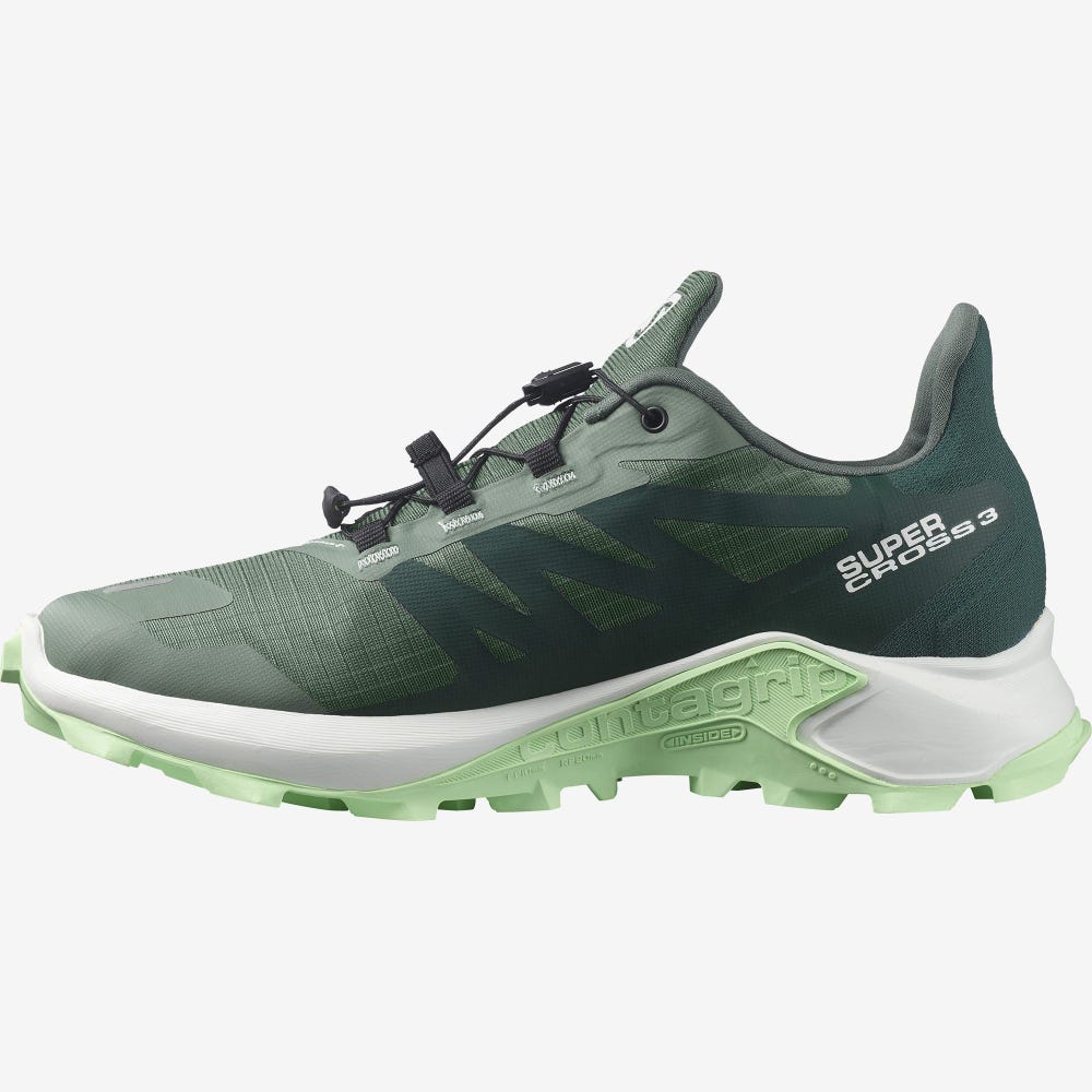 Women's Salomon SUPERCROSS 3 GORE-TEX Trail Running Shoes Green/White/Green | ETMK-63718