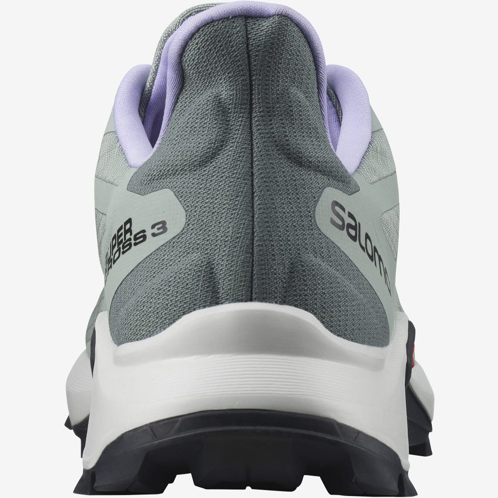 Women's Salomon SUPERCROSS 3 Trail Running Shoes Green/Lavender | DSEJ-89751